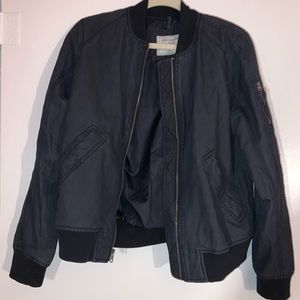 Black bomber jacket from Abercrombie and fitch.